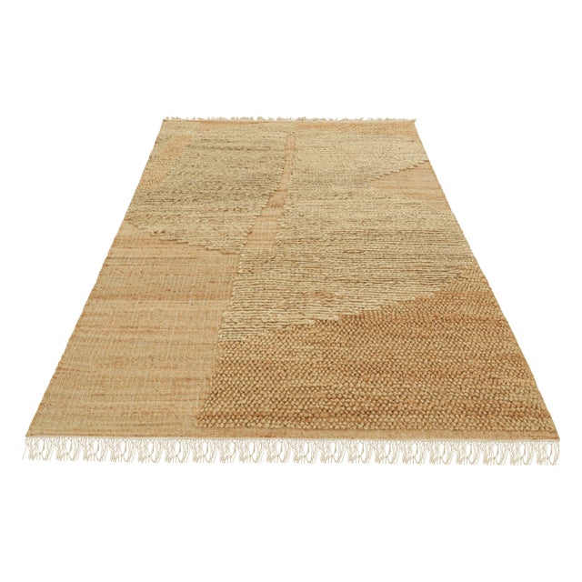 2010s Rug & Kilim’s Abstract Flatweave in Beige-Brown With Geometric Patterns For Sale - Image 5 of 7