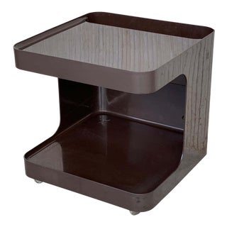 Space Age Vintage Side "Game" Table in Smoked Plastic With Wheels, by Longato For Sale