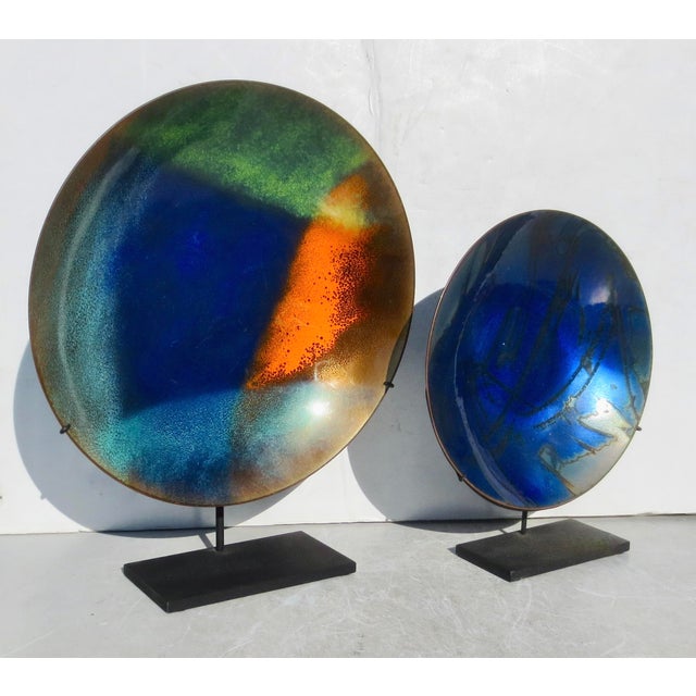 MCM Enamel Trays on Mounts-- A Pair of 2 For Sale - Image 4 of 7