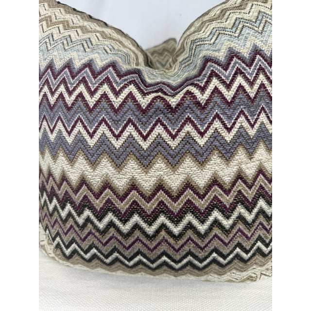 Custom pair of 22" pillows covered in Anzea Fabrics "Uptick" in color confidence. These pillows have tapered corners to...
