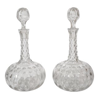 Antique Pair of Crystal Decanters For Sale