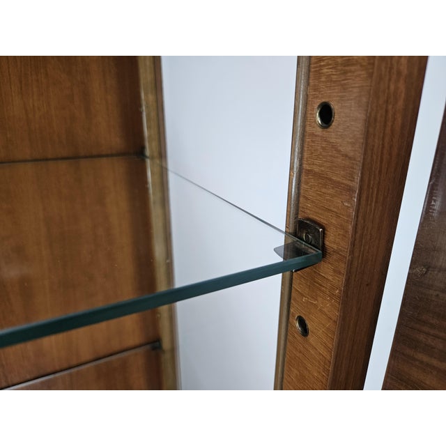 French Art Deco Walnut Display Cabinet with Cut Glass, 1940 For Sale - Image 16 of 18