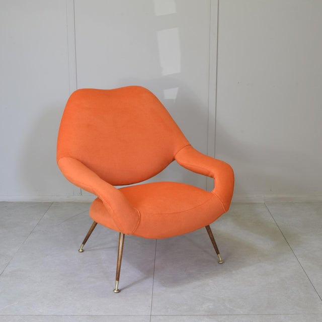 DU 55 Armchair in Walnut and Brass by Gastone Rinaldi for Rima, 1950s For Sale - Image 9 of 12