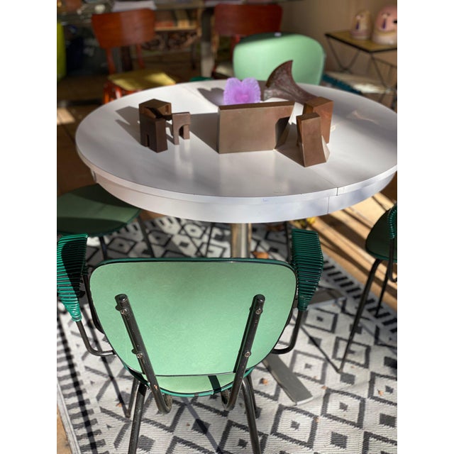 Textile Vintage Green Chairs by Jacques Hitier, 1960, Set of 4 For Sale - Image 7 of 9