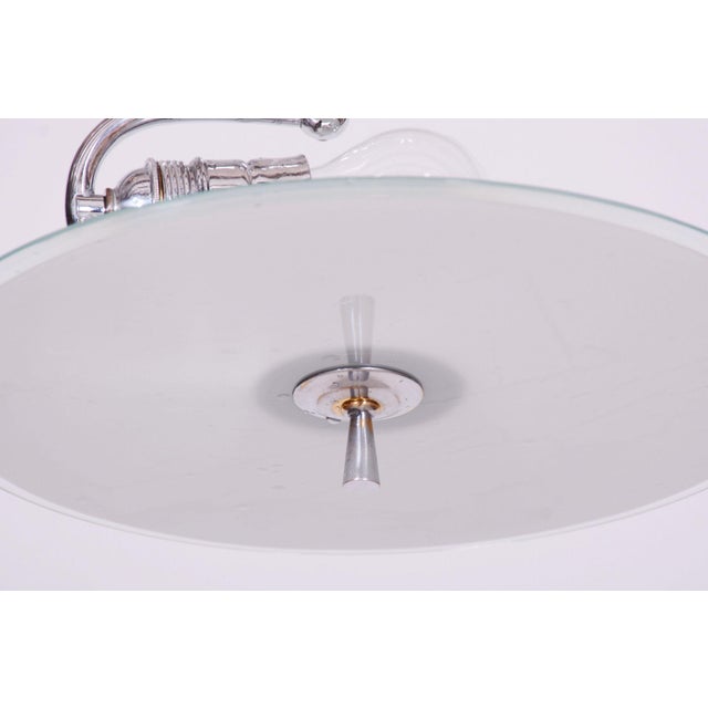 Czech Bauhaus Pendant in Chrome-Plated Steel and Frosted Glass, 1930s For Sale - Image 4 of 8