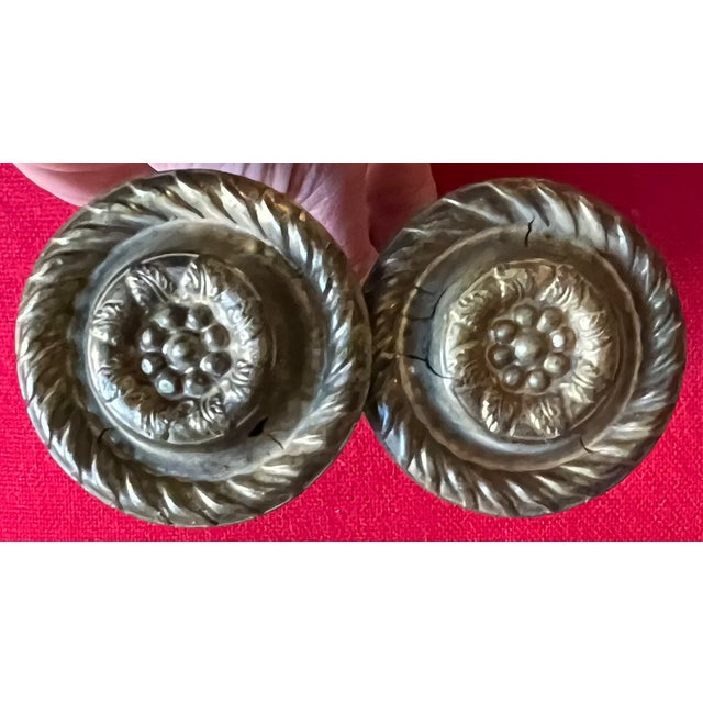 American Antique Early 19th Century American Federal Neoclassical Brass Mirror Supports or Drapery Curtain Tie Backs 1810 - 1820 - A Pair For Sale - Image 3 of 15