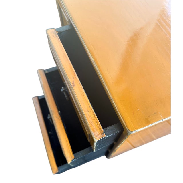 1950s Mid Century Asian Yellow Lacquer Wood Tansu Chest For Sale - Image 10 of 12