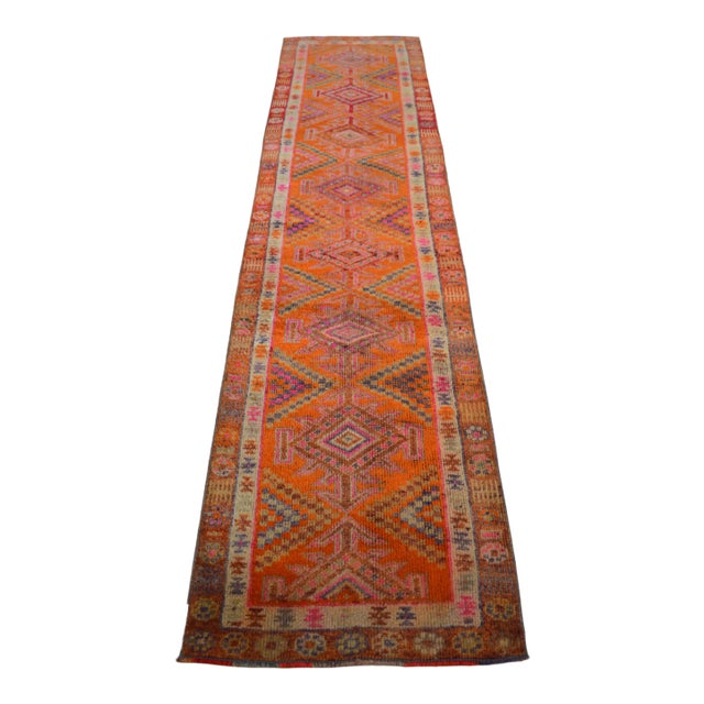 Kurdish Herki Hand-Knotted Tribal Halway Rug For Sale