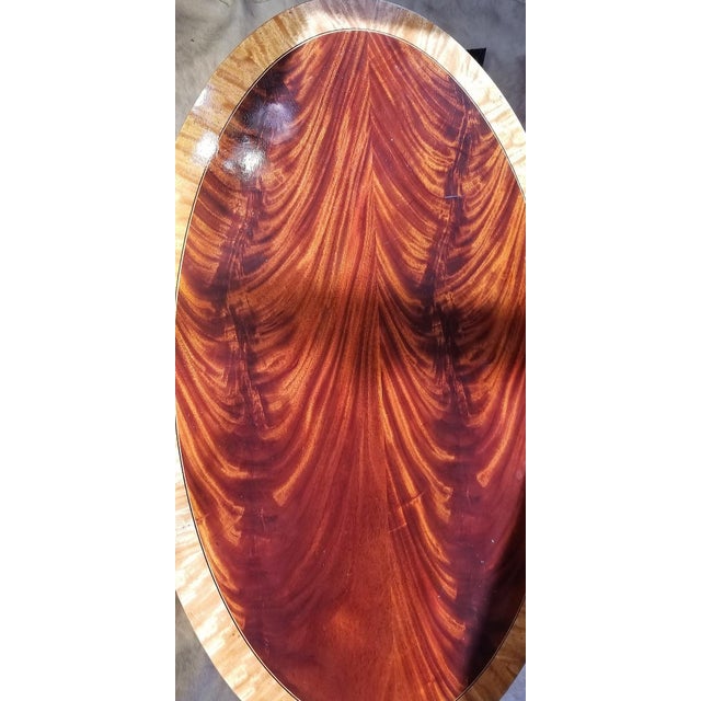 Arhaus Final Clearance Thru 2025 Only Red Flame Figured Fruitwood Banded Exceptional Grade A+ Veneer Table of 20th C. For Sale - Image 4 of 12