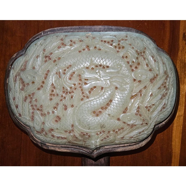 Very Large Antique Chinese Jade Ruyi Scepter, Carved Wood For Sale - Image 4 of 6