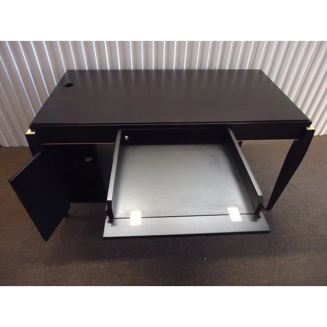 Brown Mid-Century Modern Dark Wood Tanker Desk For Sale - Image 8 of 13