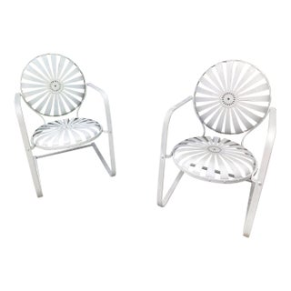 Mid 20th Century Francois Carre Porch Rockers in White - A Pair, Attributed For Sale