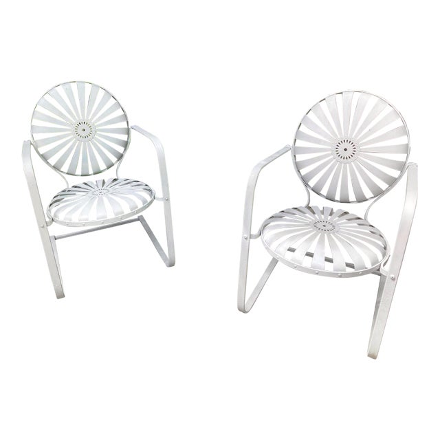 Mid 20th Century Francois Carre Porch Rockers in White - A Pair, Attributed For Sale