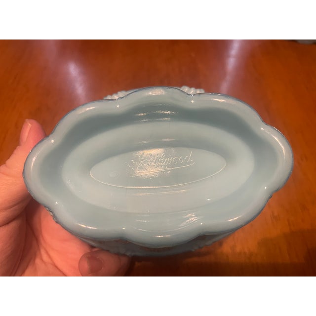 Antique Northwood Eapg Blue Opalescent Berry With Gold Accents Bowl Set - 5 Piece For Sale - Image 11 of 14