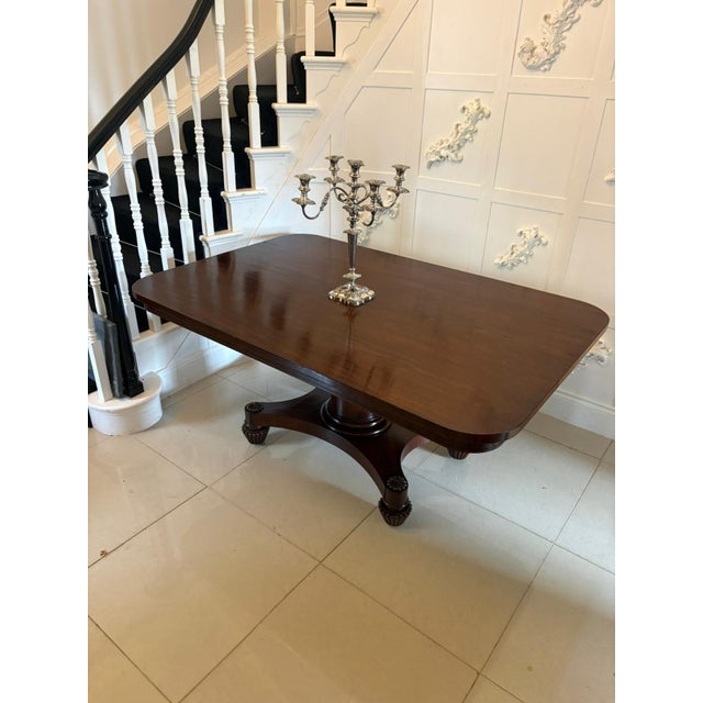 William IV English Figured Mahogany Pedestal Tilt Top Dining Table, 1830 For Sale - Image 4 of 13