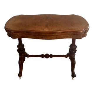 Antique Victorian Burr Walnut Card Table, 1860 For Sale