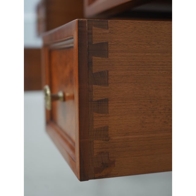 1970s Italian Small Leather Top Walnut Writing Desk For Sale - Image 5 of 16