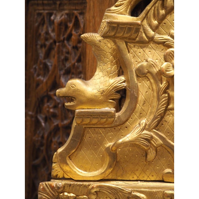 18th Century French Giltwood Mirror Aux Dauphins From Provence, Overall H-30 1/2 For Sale In Dallas - Image 6 of 18