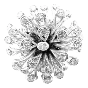 Christian Dior 18k White Gold 6.5ct Diamond Large Flower Ring, Size 6.25