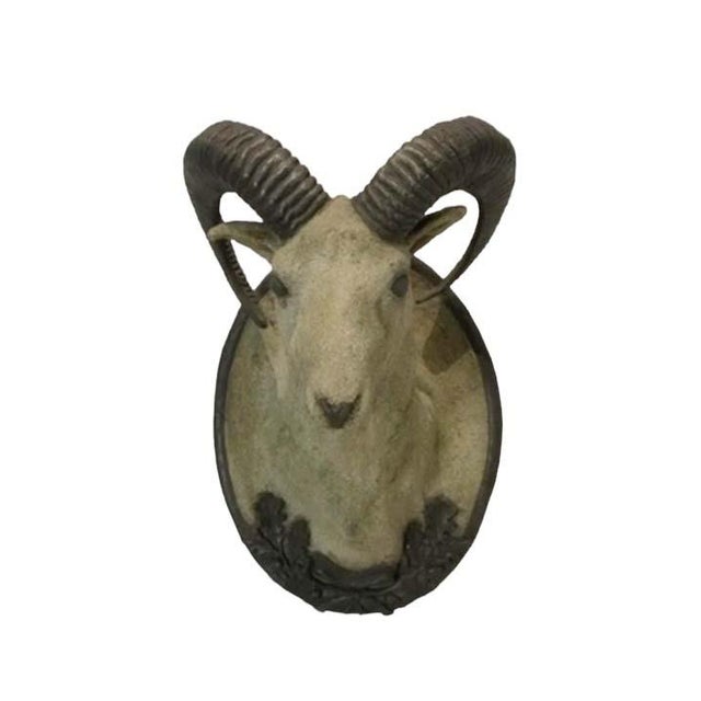 1990s Faux Granite Ram Wall Mount For Sale - Image 4 of 5
