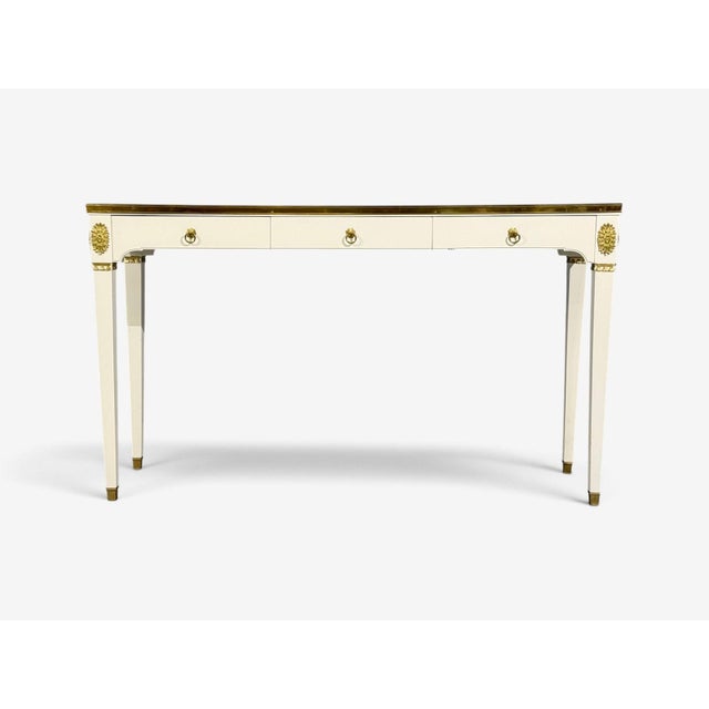 Wood Maison Jansen Style, Console Table, White Painted Wood, Mirror, France, 1970s For Sale - Image 7 of 16
