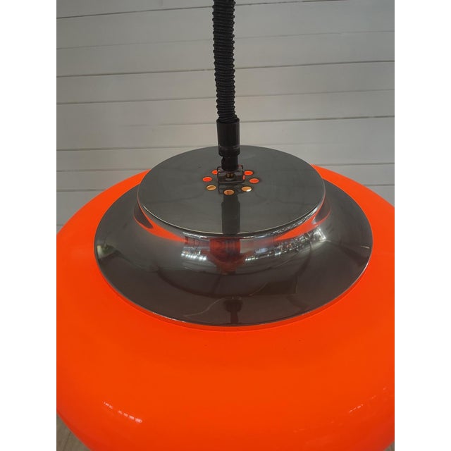 Vintage Italian Space Age Pendant Lamp in Orange by Guzzini for Meblo, 1970s For Sale - Image 9 of 9