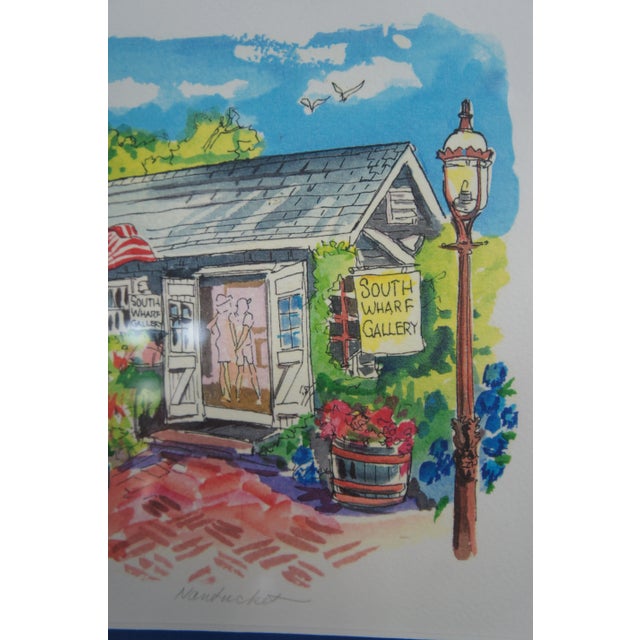 Vintage Pat Anderson Anglers Wharf Nautical Nantucket Harbor Lithograph Print For Sale - Image 6 of 13