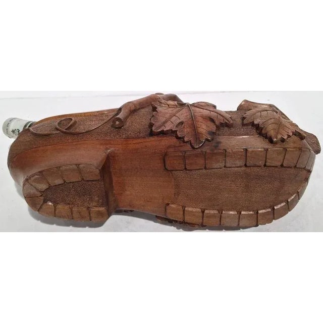 Farmhouse Early 20th Century French Black Forest Carved Walnut Clog Wine Holder For Sale - Image 3 of 8