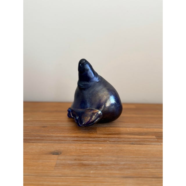An original signed Erwin Eisch art glass sculpture dating to 1972. This is a small but very sculptural piece in deep...