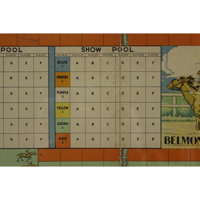 Traditional Belmont Park C1920s Horse Race Game Board Custom Framed For Sale - Image 3 of 9