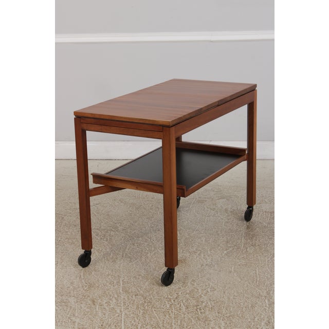 Modern Stickley Modern Design Solid Cherry Serving Cart With Tray For Sale - Image 3 of 18