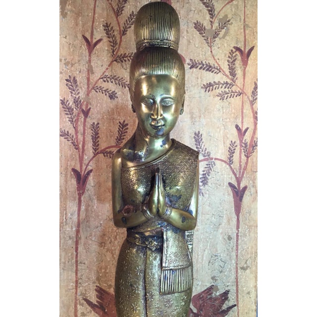 Vintage Standing Bronze Woman Statue For Sale In Miami - Image 6 of 13