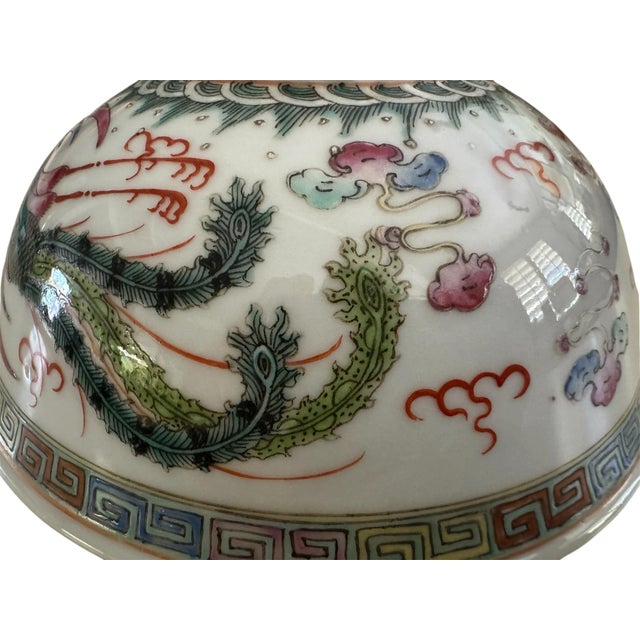 Late 19th Century Exceptionally Fine 'Famille Rose' and Iron-Red 'Dragon and Phoenix' Porcelain Bowl For Sale - Image 11 of 13