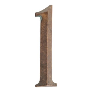 Reclaimed Cast Bronze 1 House Number For Sale