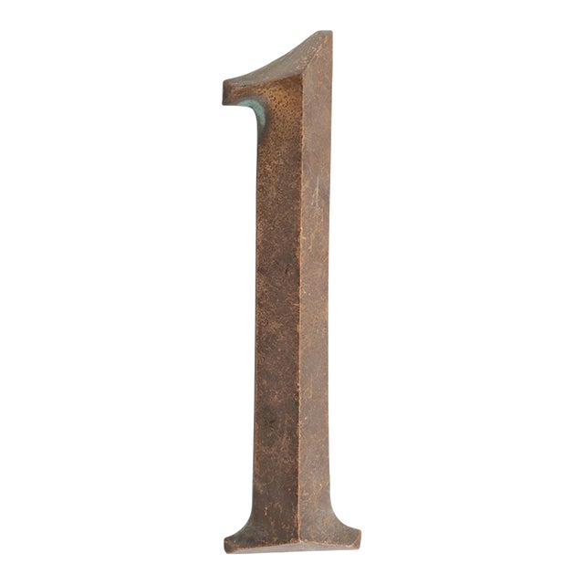 Reclaimed Cast Bronze 1 House Number For Sale