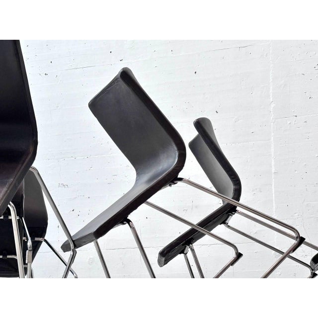 Bernhard Leather Chairs in Black and Chrome by Ola Wihlborg for Ikea, 2010s For Sale - Image 10 of 16