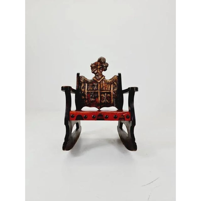 Antique Spanish Hand-Carved Wood Rocking Armchair, 1900s For Sale - Image 4 of 18