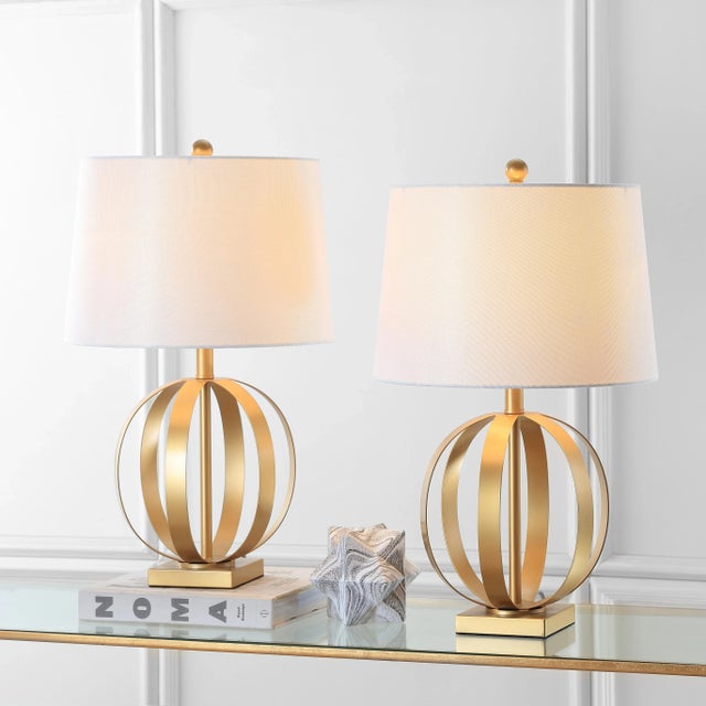 Gold 24.5 Inch H Sphere Table Lamp in Gold - a Pair For Sale - Image 8 of 9