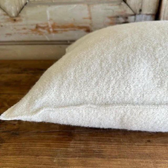 Custom wool blend accent pillow with down insert Color: BLANCE (a soft white or off white colored) nubby boucle style...