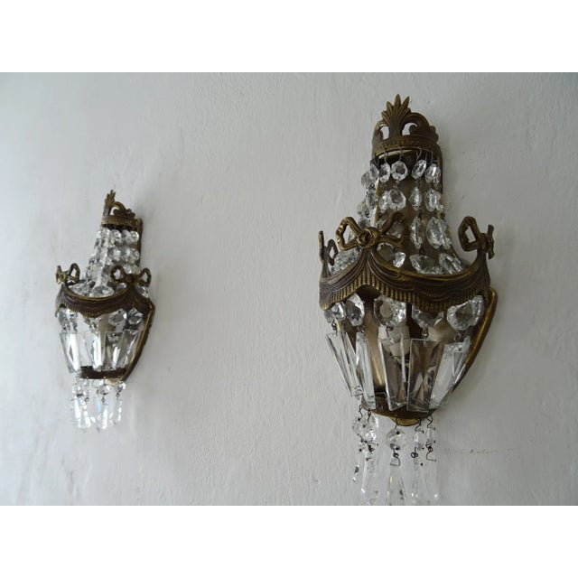French French Bronze Crystal Prisms Empire Sconces, Circa 1930 For Sale - Image 3 of 11