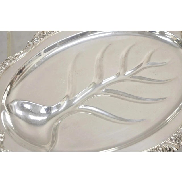 Metal Vintage Baroque by Wallace 259 Silver Plated Meat Cutlery Serving Platter Tray For Sale - Image 7 of 11
