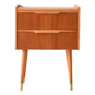Scandinavian Teak Bedside Table with Brass Details, 1950s For Sale