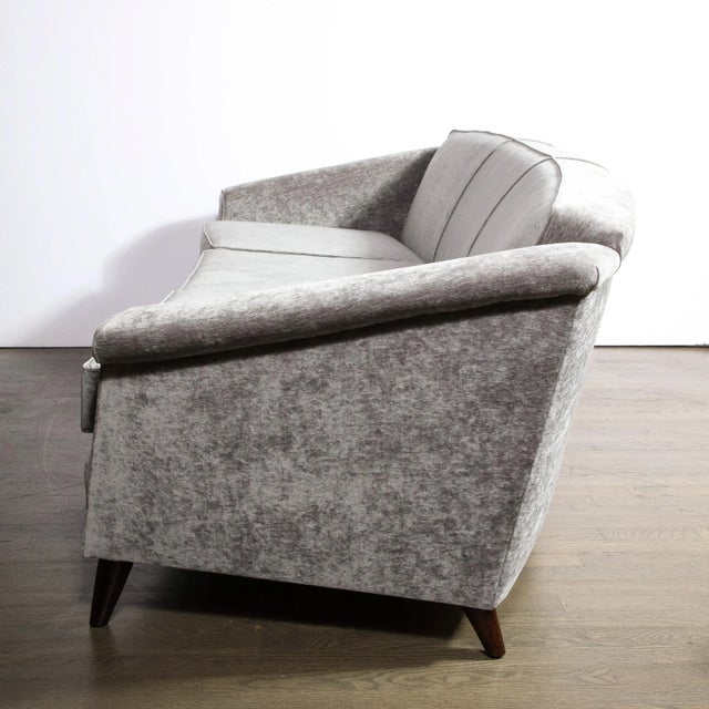 1960s Mid-Century Modern Sofa in Smoked Pewter Velvet & Ebonized Walnut by Jules Leleu For Sale - Image 12 of 13