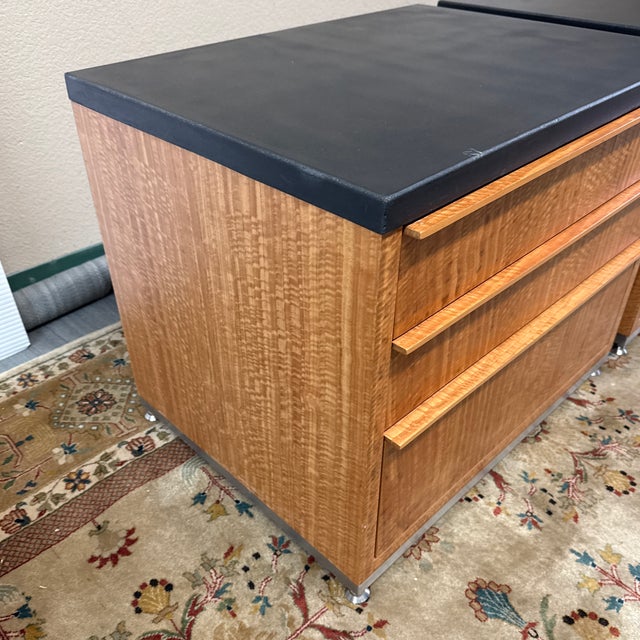 Eucalyptus Wood + Stone Top Nightstands, Pair For Sale - Image 9 of 12