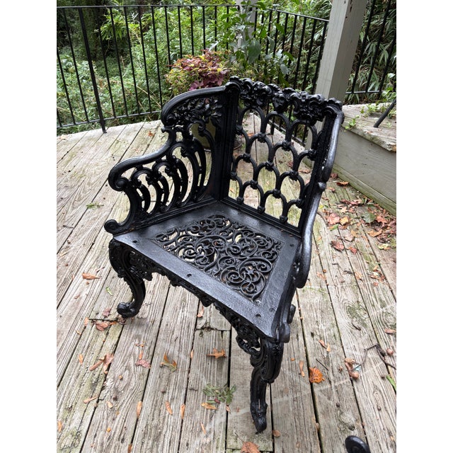 1990s Vintage Cast Iron Garden Chairs - A Pair For Sale - Image 5 of 8