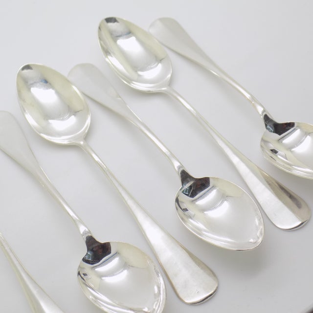 Vintage Italian Handmade Genuine Silver Sugar Spoons, 1970s, Set of 6 For Sale - Image 4 of 15