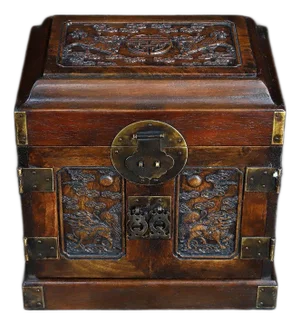 Vintage Rosewood Official Cabinet Jewelry Box, Hand Carved Kylin With Brass Hardware