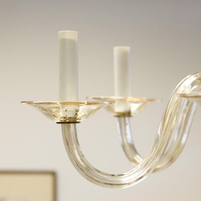 Champagne Colored Six-Light Murano Chandelier For Sale - Image 9 of 13