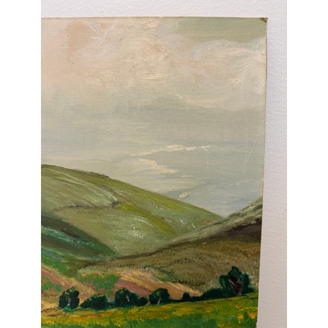 1970s 1970s Vintage Landscape Painting With Patina For Sale - Image 5 of 9