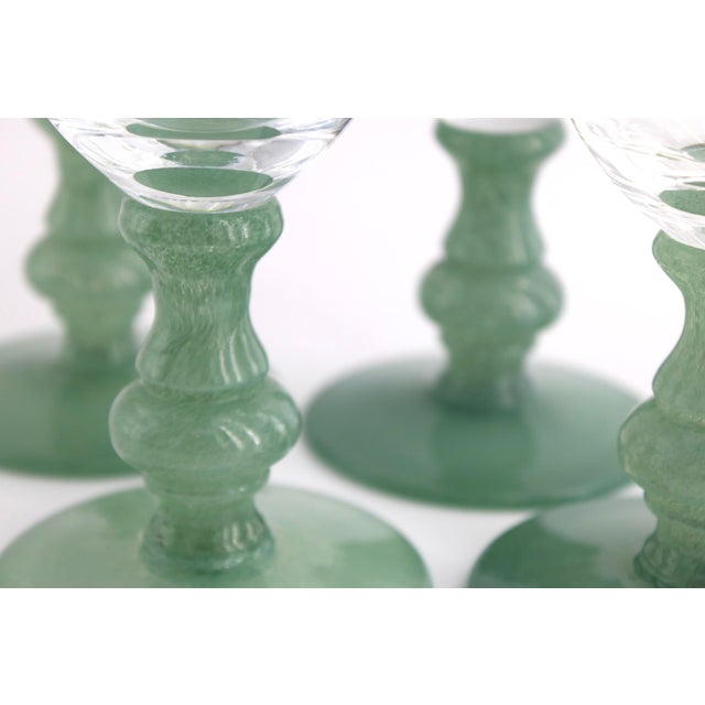 Set of 7 Villeroy & Boch Isabelle Blown Glass Water Goblets in Jade Green 6 7/8” Tall x 3 3/8” Diameter, 16 oz. Excellent...